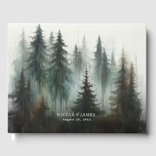 Waterverf Beren rustieke wildernis bruiloft Gastenboek (Voorkant)