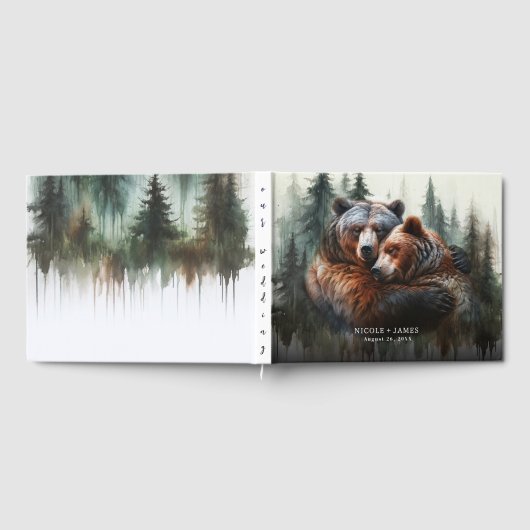 Waterverf Beren rustieke wildernis bruiloft Gastenboek (Volledig)