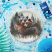 Waterverf Beren rustieke wildernis bruiloft Papieren Bordje (Feest)