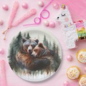 Waterverf Beren rustieke wildernis bruiloft Papieren Bordje (Feest)