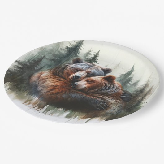 Waterverf Beren rustieke wildernis bruiloft Papieren Bordje (Gekanteld)