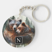 Waterverf Beren rustieke wildernis bruiloft Sleutelhanger (Achterkant)