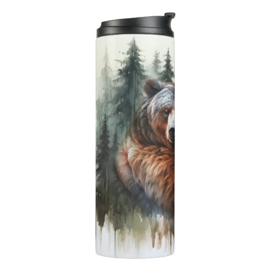 Waterverf Beren rustieke wildernis bruiloft Thermosbeker (Gedraaid links)