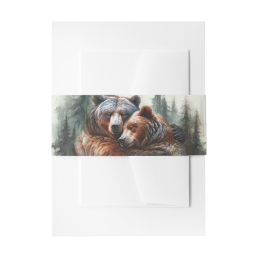 Waterverf Beren rustieke wildernis bruiloft Uitnodigingen Wikkel (Voorkant Voorbeeld)