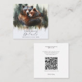 Waterverf Beren Rustieke Wildernis Details Vierkante Visitekaartje (Voorkant / Achterkant)