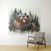 Waterverf Beren rustieke wildernis foto achtergron Wandkleed (In Situ (horizontaal))