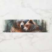 Waterverf Beren rustieke wildernis Waterfles Etiket (Enkel label)