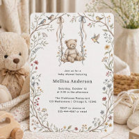 Waterverf Beren Schommel Tuin Baby Shower Fantasie