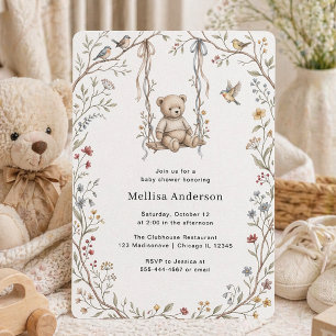 Waterverf Beren Schommel Tuin Baby Shower Fantasie Kaart