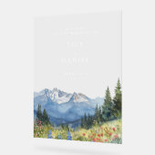 Waterverf Berg Bloemen Huwelijk Welkom Acryl Bord (Hoek)