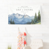 Waterverf Berg Bloemen Huwelijk Welkom Spandoek (Insitu)