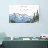 Waterverf Berg Bloemen Huwelijk Welkom Spandoek (Beurs)