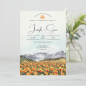 Waterverf Berg Bloemen Tuin Meadow Bruiloft Kaart (Staand voorkant)