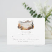 Waterverf Berg Bruiloft RSVP Behuizing Kaart (Staand voorkant)