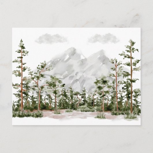 Waterverf Berg en Bos Briefkaart (Voorkant)