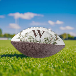 Waterverf berg en bos met monogram american football