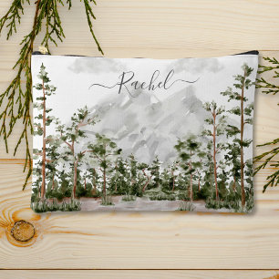 Waterverf berg en bos met monogram etui