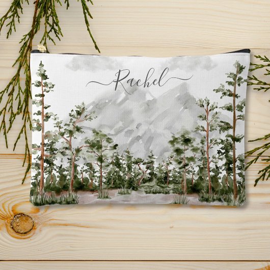 Waterverf berg en bos met monogram etui