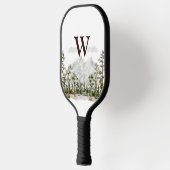 Waterverf berg en bos met monogram pickleball paddle (Links)
