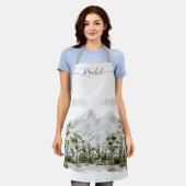Waterverf berg en bos met monogram schort (Gedragen)
