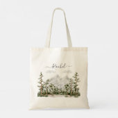 Waterverf berg en bos met monogram tote bag (Achterkant)