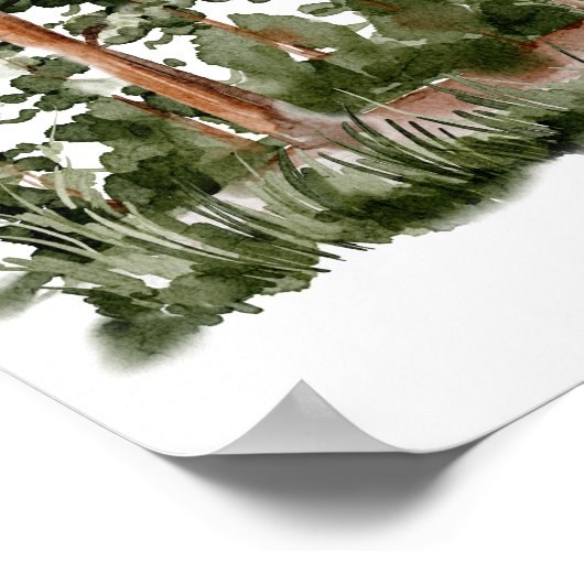 Waterverf Berg en Bos Poster (Hoek)