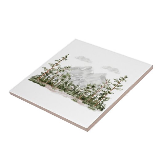 Waterverf Berg en Bos Tegeltje (Zijkant)