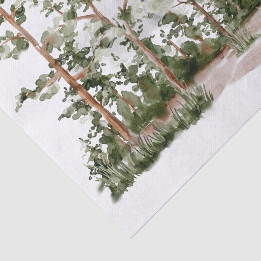 Waterverf Berg en Bos Tissuepapier (Detail)