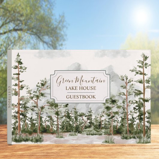 Waterverf Berg en Boshut Lake House Gastenboek