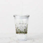 Waterverf berg- en boslandschap met monogram acryl drinkbeker (Voorkant)