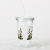 Waterverf berg- en boslandschap met monogram acryl drinkbeker (Links)