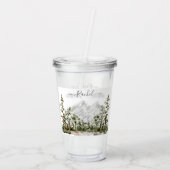 Waterverf berg- en boslandschap met monogram acryl drinkbeker (Achterkant)