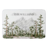 Waterverf berg- en boslandschap met monogram badmat (Voorkant)