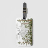 Waterverf berg- en boslandschap met monogram bagagelabel (Voorkant (verticaal))