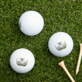 Waterverf berg- en boslandschap met monogram golfballen (Insitu Gras)