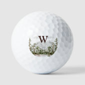 Waterverf berg- en boslandschap met monogram golfballen (Voorkant)