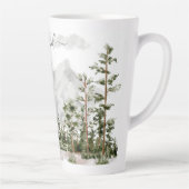 Waterverf berg- en boslandschap met monogram latte mok (Rechts)