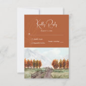 Waterverf Berg Herfst Herfstbomen Blad Bruiloft RSVP Kaartje (Voorkant)