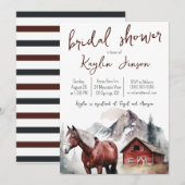 Waterverf Berg met Paard Vrijgezellenfeest Kaart (Voorkant / Achterkant)