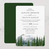 Waterverf Berg Rustieke Bos Bruiloft Kaart (Voorkant / Achterkant)