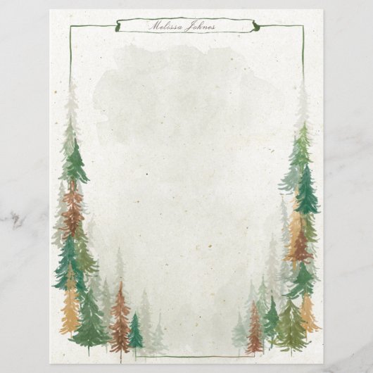 Waterverf berg rustieke monogram papier blad (Achterkant)