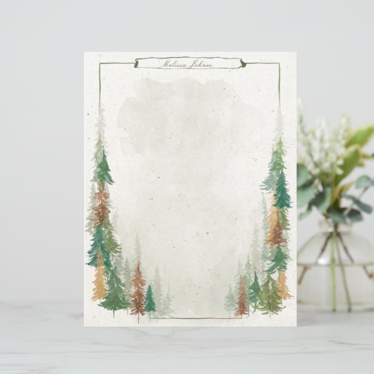 Waterverf berg rustieke monogram papier blad (Staand voorkant)