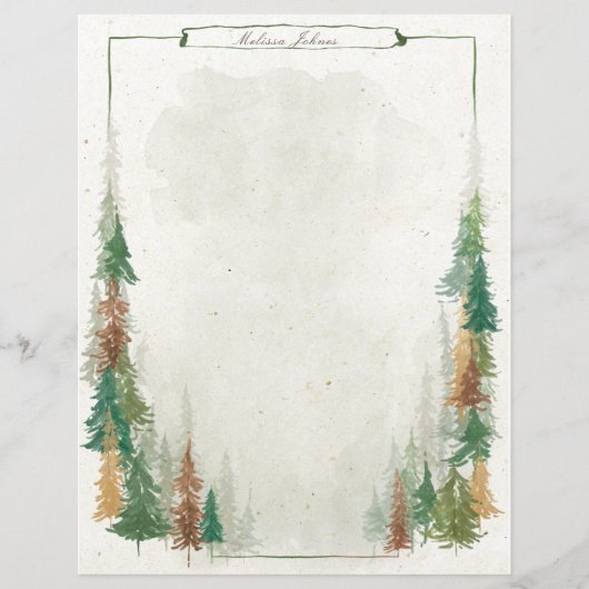 Waterverf berg rustieke monogram papier blad (Voorkant)