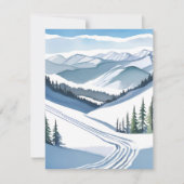 Waterverf berg skiën feestdagenkaart (Voorkant)