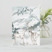 Waterverf Berg Waterverf |Bosherten Feestdagenkaart (Staand voorkant)