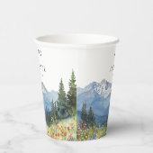 Waterverf Berg Wilde Bloem Bruiloft Papieren Bekers (Rechts)