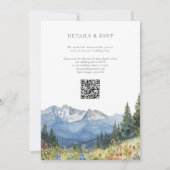 Waterverf Berg Wildflower QR Code Bruiloft Kaart (Achterkant)