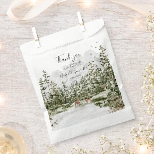 Waterverf Bergbos Rustieke Bruiloft Bedankzakje (Geknipt)