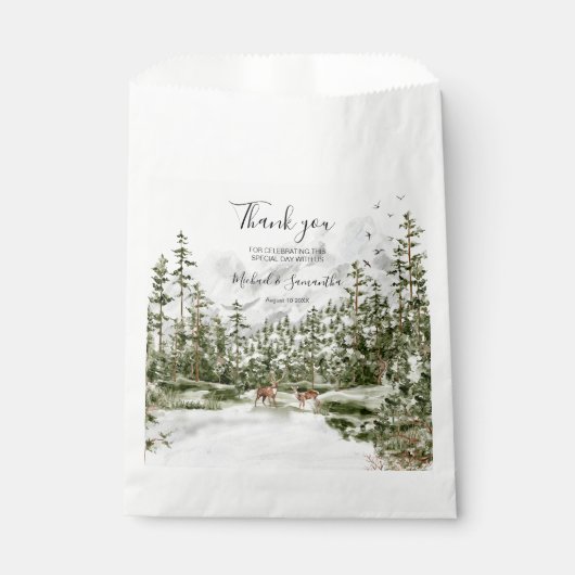 Waterverf Bergbos Rustieke Bruiloft Bedankzakje (Voorkant)