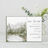 Waterverf Bergbos Rustieke Bruiloft Save The Date (Staand voorkant)